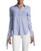 Striped Button-front Shirt W/