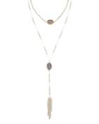 Howlite & Sunstone Long Double-row Necklace, White