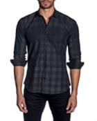 Men's Micro-check Long-sleeve Button-down