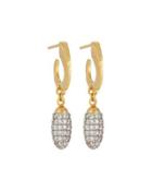 Cocoon 24k Pave Diamond Hoop Drop Earrings