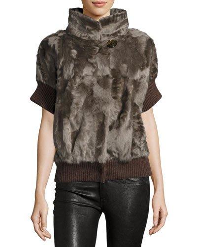 Lamb Fur Jacket With Knit-band Cuffs