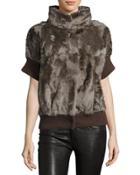 Lamb Fur Jacket With Knit-band Cuffs