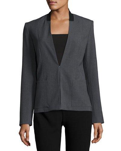 Farley Collarless Blazer Jacket, Charcoal Heather