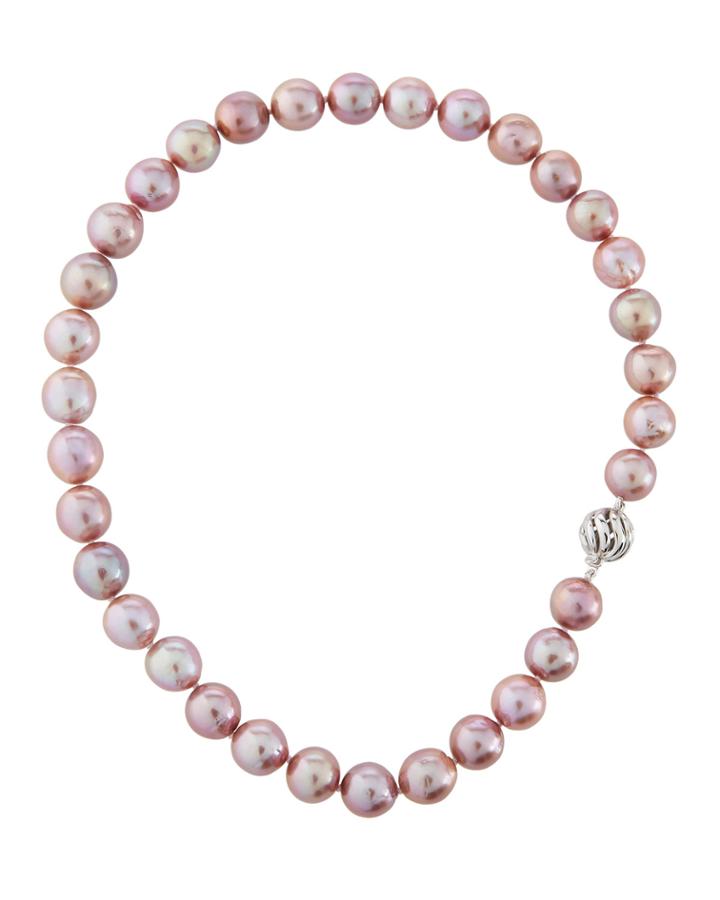 14k Graduated Purple Kasumiga Pearl Necklace