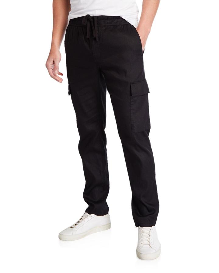 Men's Linen-blend Drawstring Cargo Pants