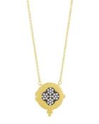 Two-tone Pave Clover Locket Necklace