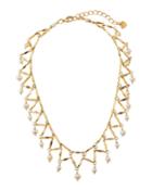Angular Bar Choker Necklace W/ Pearls