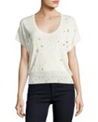 Short-sleeve U-neck Distressed
