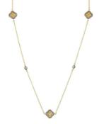 Long Crystal & Mother-of-pearl Clover Station Necklace
