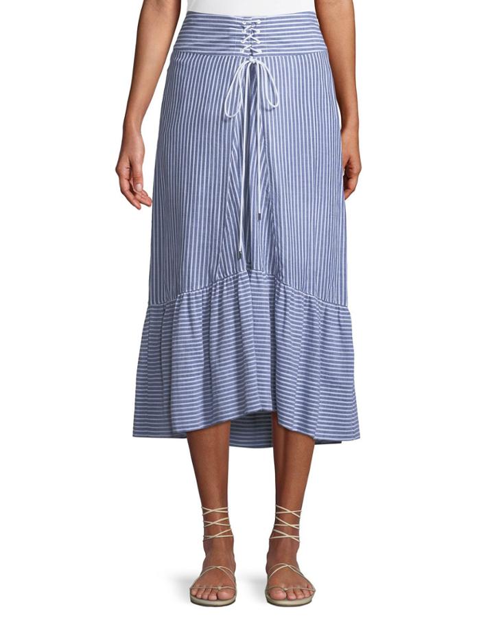Tie-front Striped Cotton