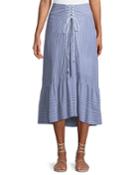 Tie-front Striped Cotton