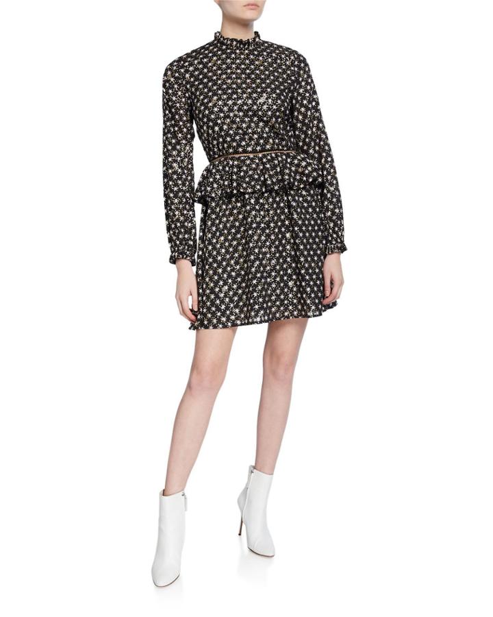 Christine Printed Satin Peplum Dress