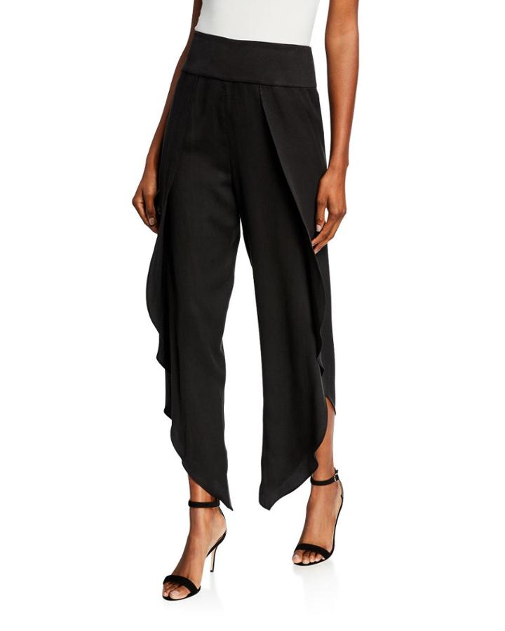 Asymmetric-hem Draped Pants
