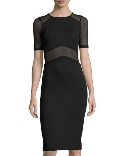 Arrow Mesh-panel Sheath Dress, Black