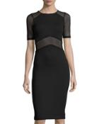 Arrow Mesh-panel Sheath Dress, Black