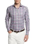 Plaid Long-sleeve Sport Shirt, Blue Plaid