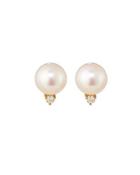 14k Pink Pearl & Diamond Stud Earrings,