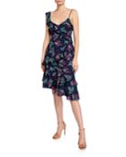 Ophelia Floral Asymmetrical Dress With Ruffles