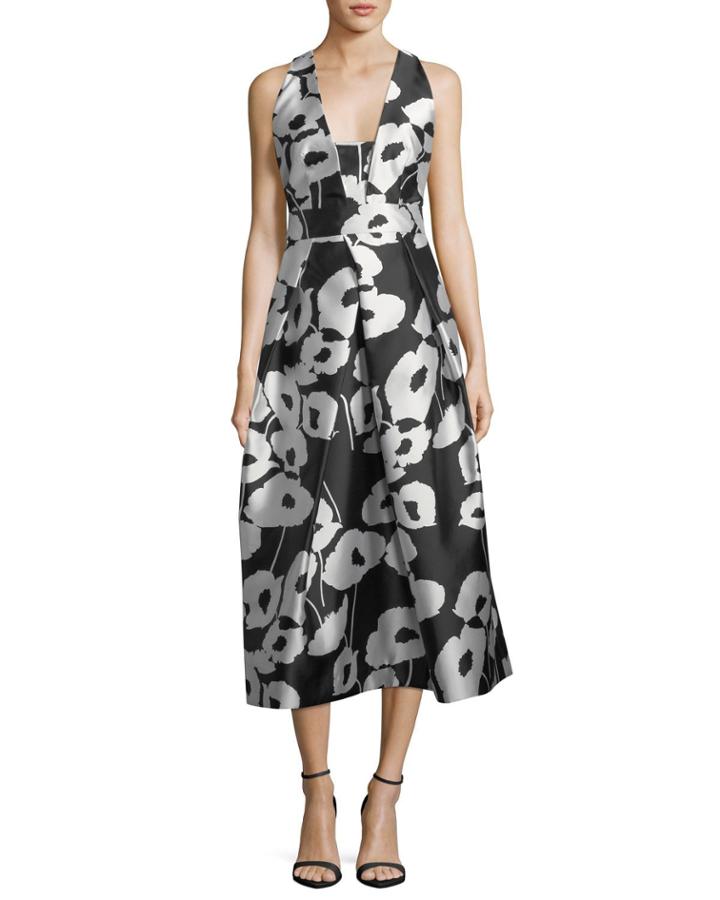 Paris Poppy Floral-print Twill Evening Dress