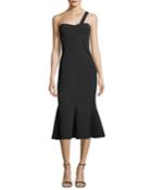 Celia One-shoulder Trumpet Midi Cocktail Dress