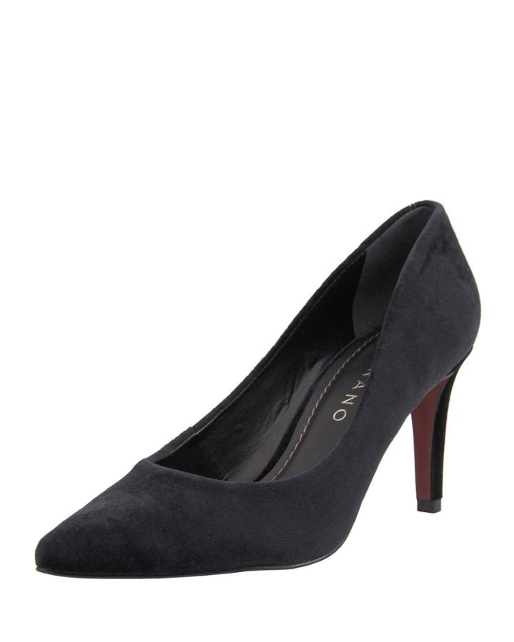 Rafaella Velvet Pointed Pumps, Black