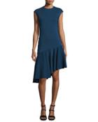 Cap-sleeve Asymmetric-hem Dress, Tarn