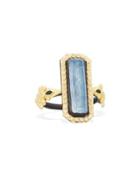 Emerald-cut Kyanite Doublet, Diamond & Sapphire Eternity Ring