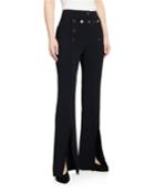 Gavin Flared-leg Split-hem Crepe Pants