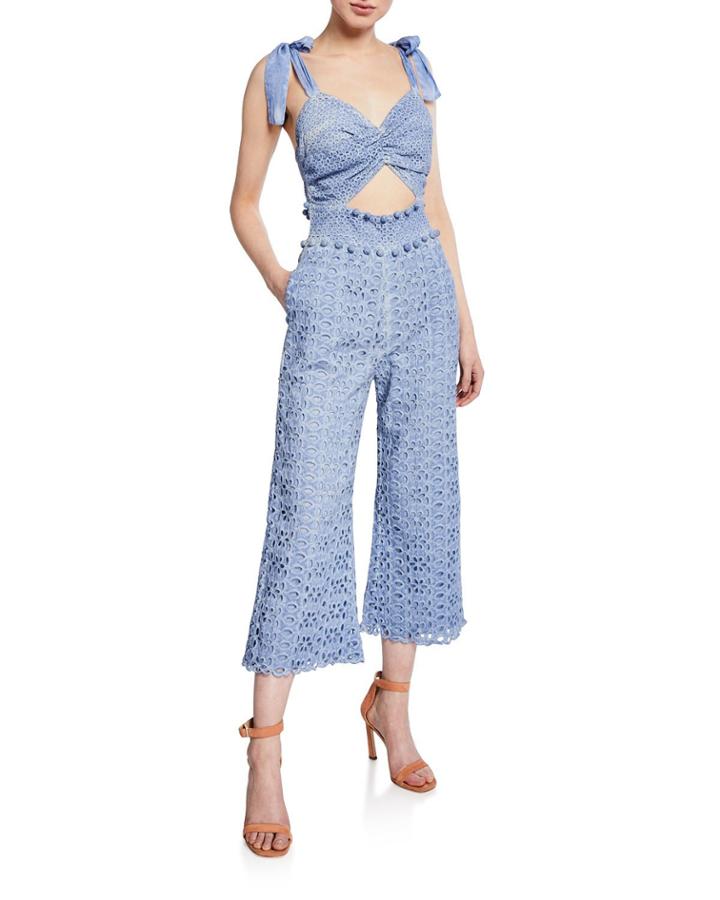 Hettie Tie-shoulder Cutout Sleeveless Crop Jumpsuit
