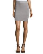 Ottoman-stitch Pencil Skirt, Heather Gray