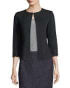 Jewel-neck Santana-knit Jacket
