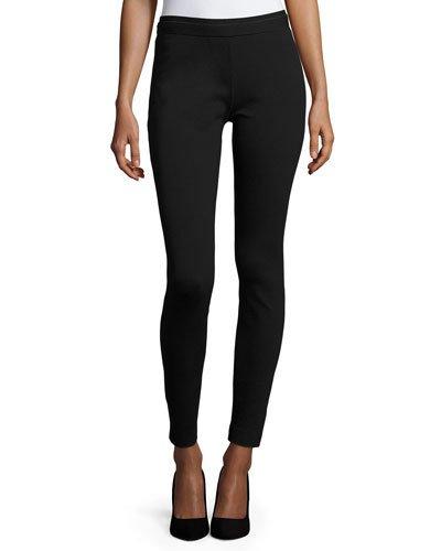 Elasticized Ponte Slim-fit Pants, Black
