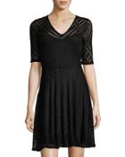 Mariko Half-sleeve Lace Dress, Black