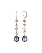 14k Gold Bead Pearl-dangle Earrings,