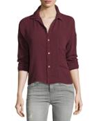 Boxy Cotton Crop Shirt, Aged Bourbon