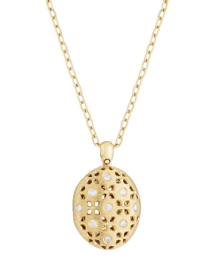 18k Yellow Gold Diamond Granada Locket Necklace