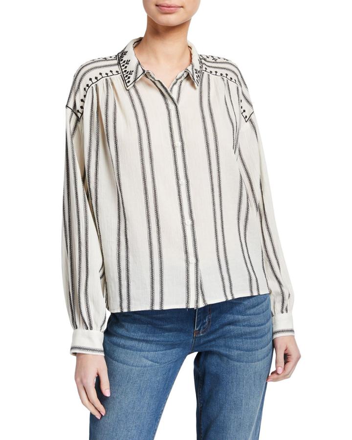 Bubble Long-sleeve Embellished Blouse