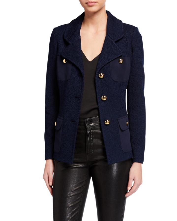Crepe Marocain Boucle Knit Blazer