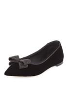 Velvet Ballet Flats With Bows