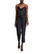 Giovanna Fluid-twill Cowl-neck Jumpsuit