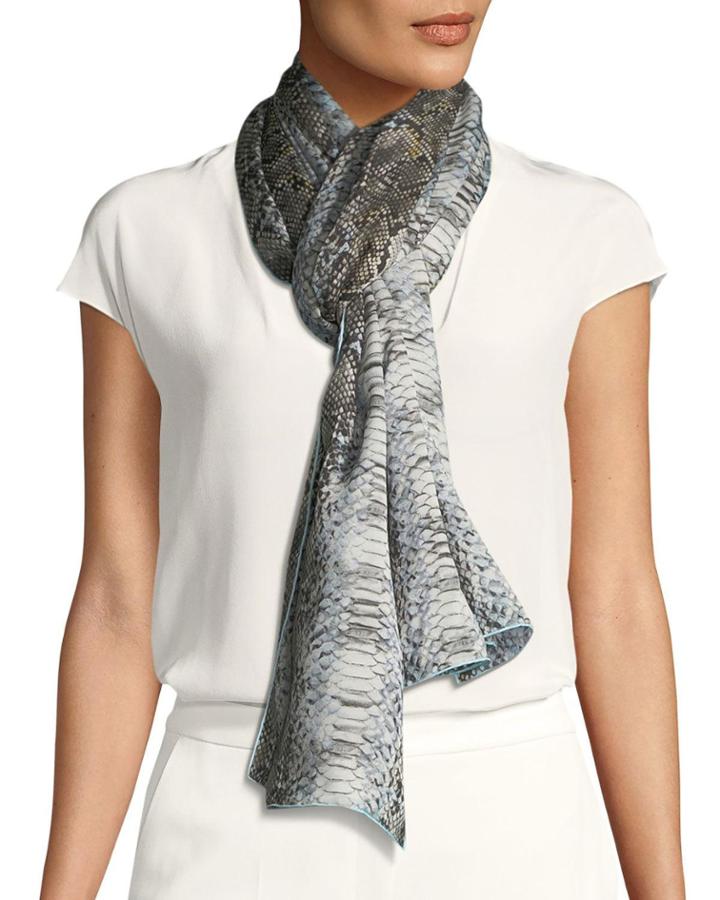 Elettra Snake-pattern Stole In Azzurro