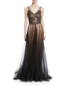 Knight Metallic V-neck Trumpet Gown