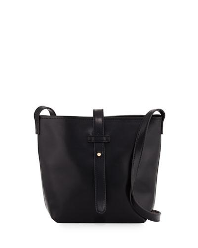 Structured Crossbody Bucket Bag, Black