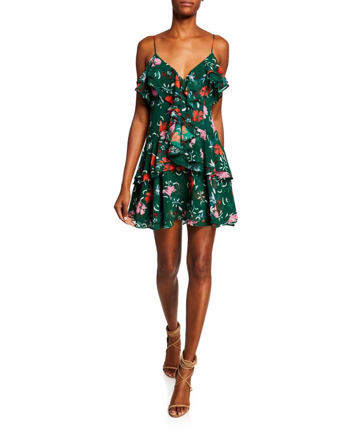 Floral-print Ruffle Sleeveless Dress