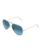 Wrap-rim Aviator Sunglasses, Blue