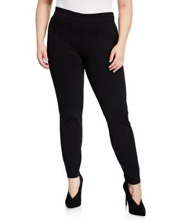 Plus Size Mid-rise Straight-leg Ponte Pants