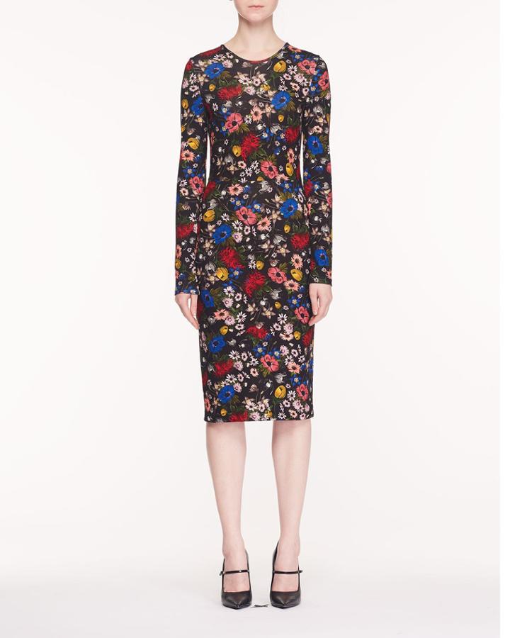Eileen Jewel-neck Long-sleeve Lismore Garden-print Ponte Jersey