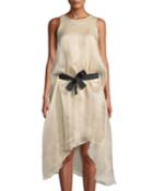 Asymmetric Tie-waist Organza Dress