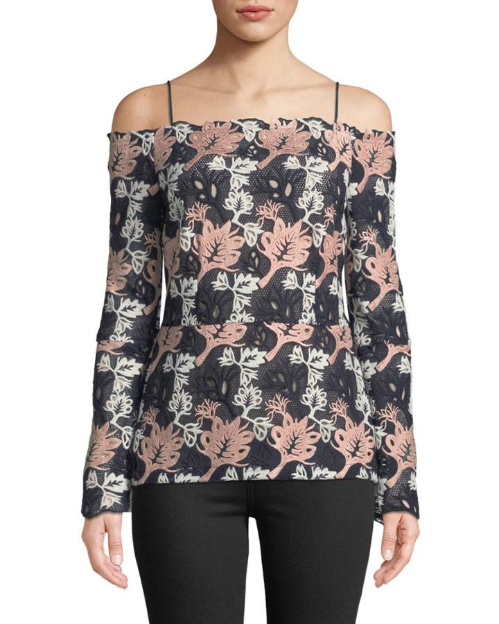 Off-the-shoulder Guipure-lace Blouse