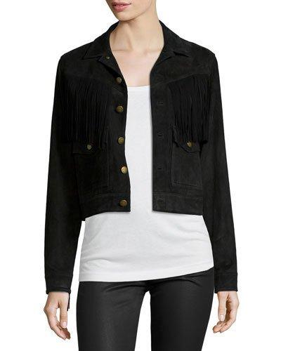 The On-the-fringe Trucker Jacket, Black